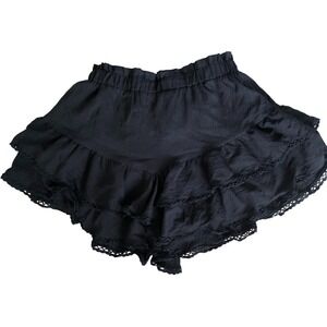 Vintage Y2K Black Ruffle Mini Skirt | Skort Fairy Grunge Coquette Balletcore L